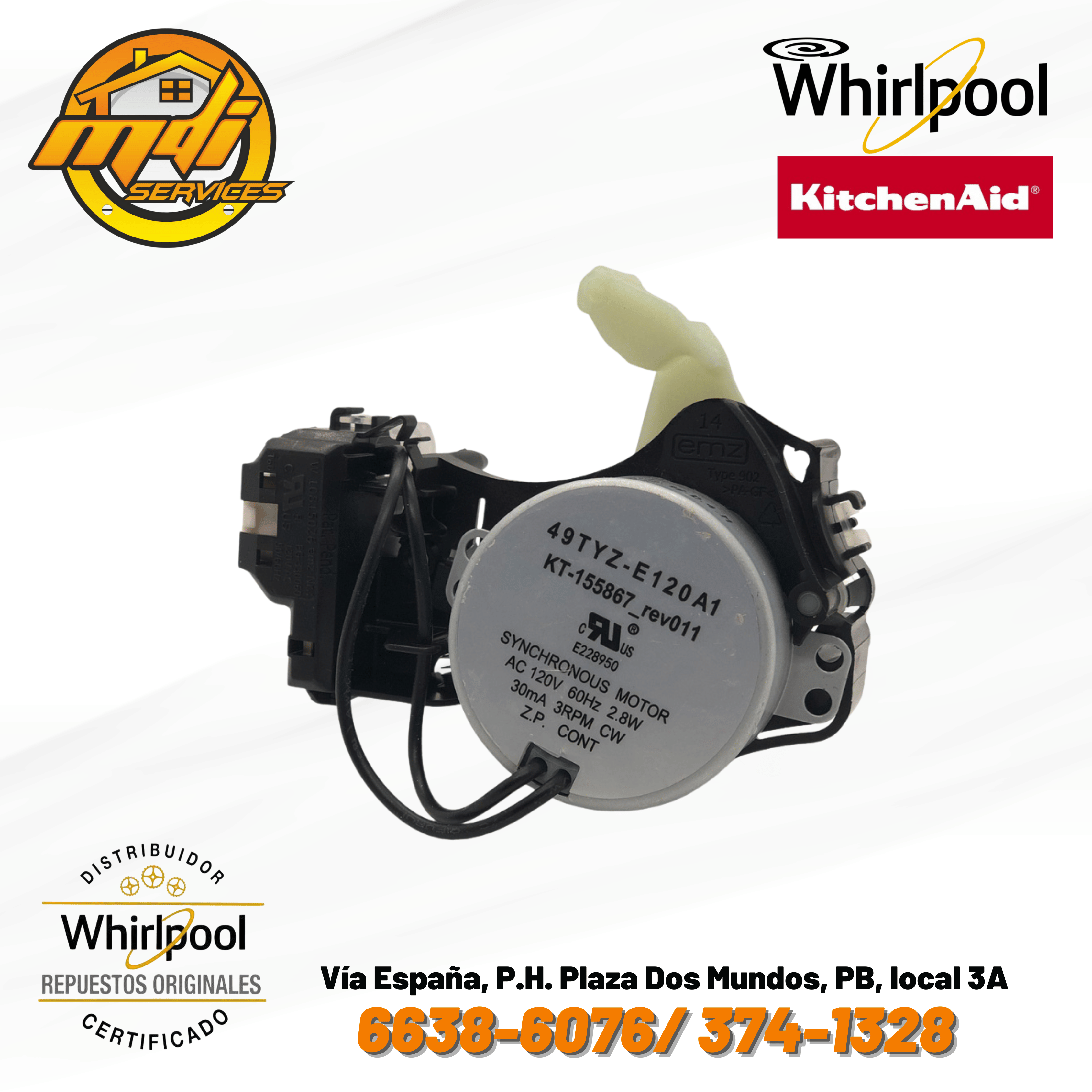 ACTUADOR LAVADORA WHIRLPOOL ORIGINAL W11398781 W10913953 W10815026